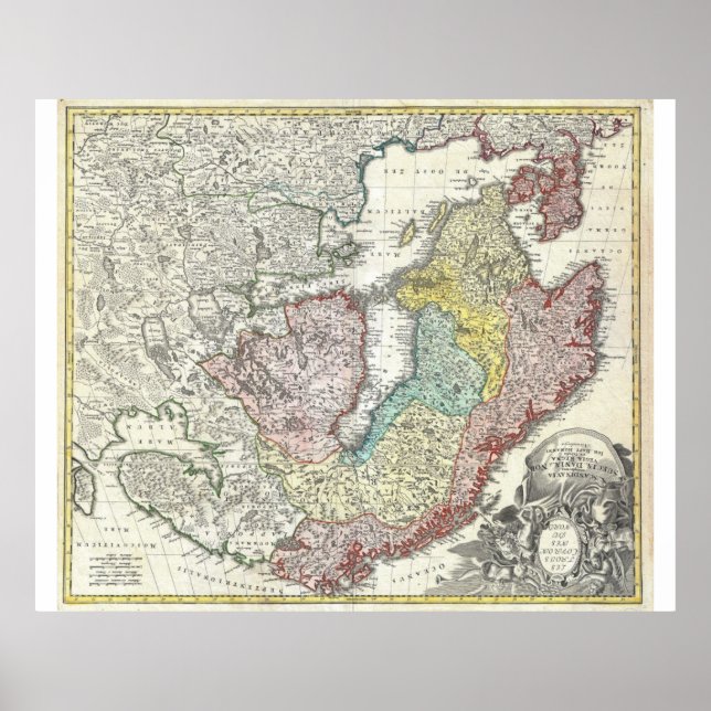 Skandinavien Finland Danmark Karta Poster (Framsidan)