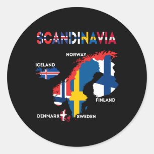Skandinavien Flagga Nordiska Land Kartor i norra E Runt Klistermärke