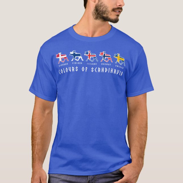 Skandinavien flaggor Älg Färger Sverige vänner T Shirt (Framsida)