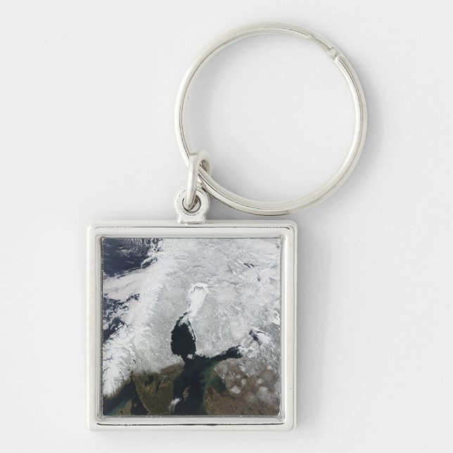 Skandinavien Fyrkantig Silverfärgad Nyckelring (Framsidan)
