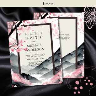 Skandinavien Japandi Bröllop Theme Rosa Black Inbjudningar