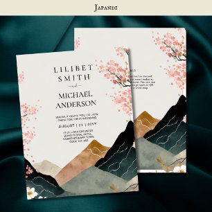 Skandinavien Japandi Bröllop Theme Rosa Black Inbjudningar