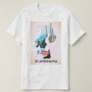 Skandinavien Karta Viking resa affisch T Shirt