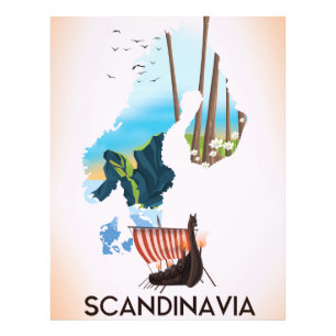Skandinavien Karta Viking researesa affisch Fototryck