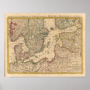 Skandinavien, Östersjön, Sverige, Danmark Poster