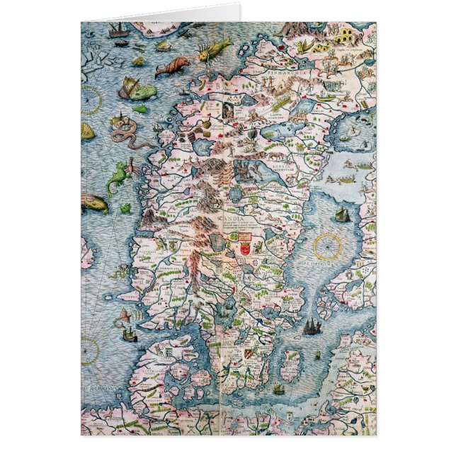 Skandinavien specificerar från den Carta marinaen Hälsningskort (Framsidan)