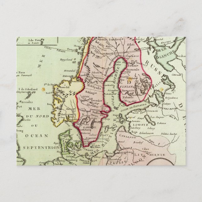 Skandinavien, Sverige, Danmark Vykort (Framsida)