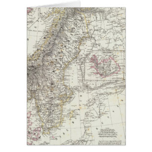 Skandinavien, Sverige, Norge Hälsningskort
