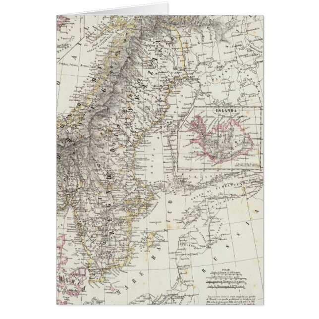 Skandinavien, Sverige, Norge Hälsningskort (Framsidan)
