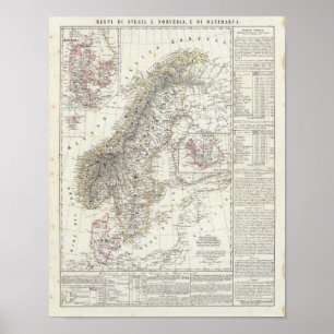 Skandinavien, Sverige, Norge Poster