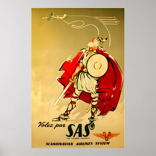 Skandinavien Tryck Viking Konst SAS Resa Poste (Framsidan)