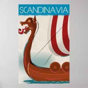 Skandinavien vintage resor poster