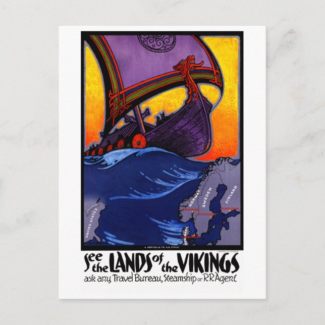 Skandinavien Vintage resor Poster återställd Vykort (Framsida)