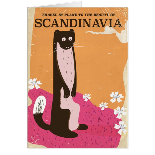 Skandinavien vintage resor poster hälsningskort (Framsidan)