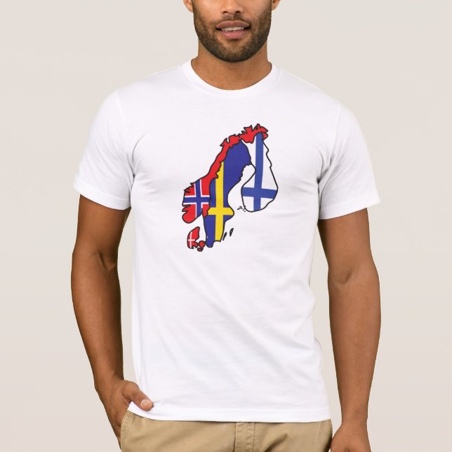 Skandinavienflaggakarta Tee Shirt (Framsida)