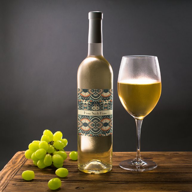 Skandinavisk Art Deco anpassningsbar Vinflaska Etikett (Skapare uppladdad)