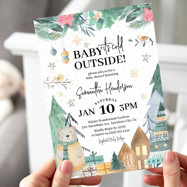 Skandinavisk 'Baby it's Cold Outside' Bebis Shower Inbjudningar (Skapare uppladdad)