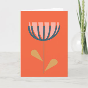 Skandinavisk Blommigt Art Enkel Orange blomma Kort