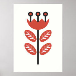 Skandinavisk Blommigt Art Poster
