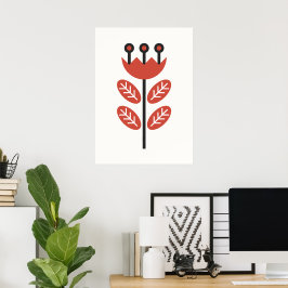 Skandinavisk Blommigt Art Poster