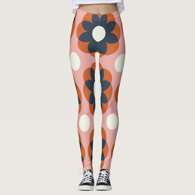Skandinavisk Blommigt: Vintage Sömlös design Leggings (Framsida)