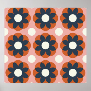 Skandinavisk Blommigt: Vintage Sömlös design Poster