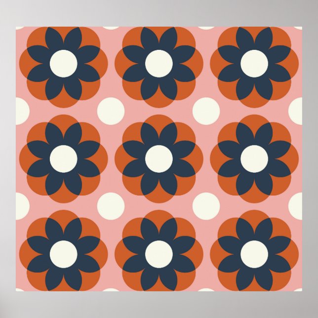Skandinavisk Blommigt: Vintage Sömlös design Poster (Framsidan)