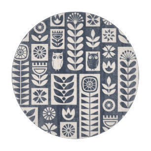 Skandinavisk Blommigt: Vit, blå, minimalistisk.