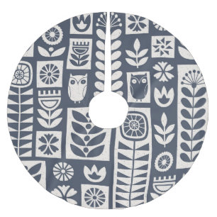 Skandinavisk Blommigt: Vit, blå, minimalistisk. Julgransmatta Borstad Polyester