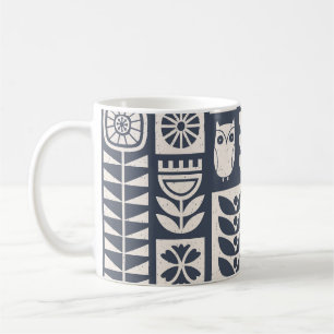 Skandinavisk Blommigt: Vit, blå, minimalistisk. Kaffemugg