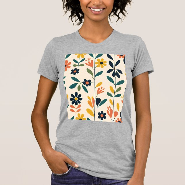 Skandinavisk blomsterharmoni t shirt (Framsida)