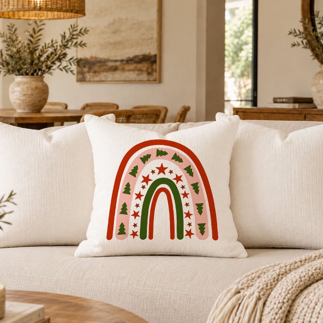 Skandinavisk Boho jul regnbåge kudde (Scandinavian Boho Christmas Rainbow Pillow)