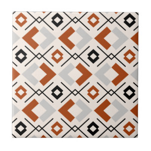 Skandinavisk bränd orange grått och beige geometri kakelplatta