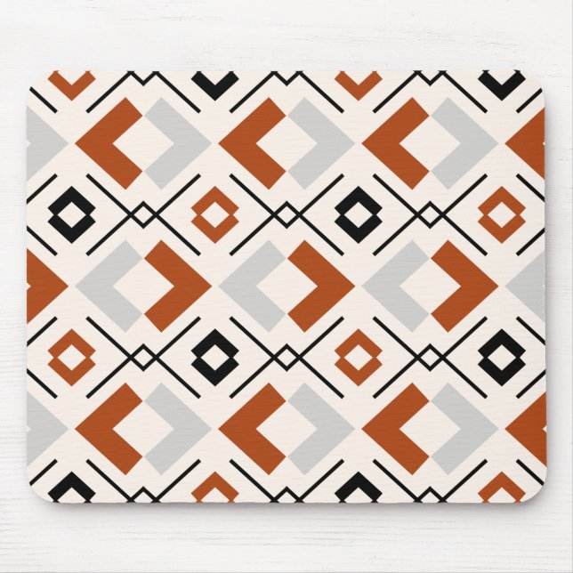 Skandinavisk bränd orange grått och beige geometri musmatta (Framsidan)