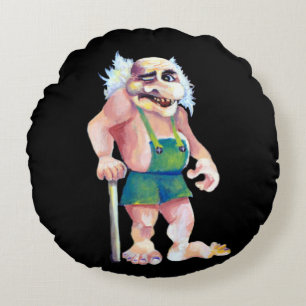 Skandinavisk flony Tittar Ogre Troll Rund Kudde