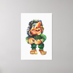 Skandinavisk flony Troll Illustration Vattenfärg Canvastryck
