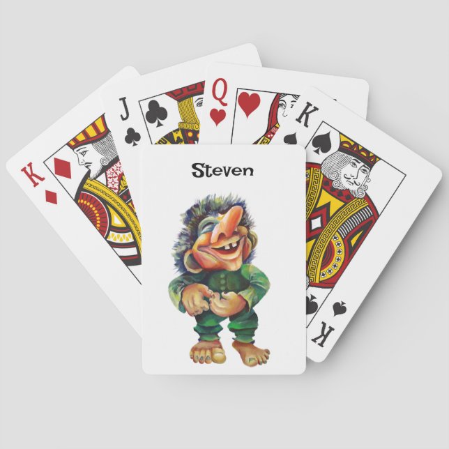 Skandinavisk flony Troll Illustration Vattenfärg Casinokort (Baksidan)