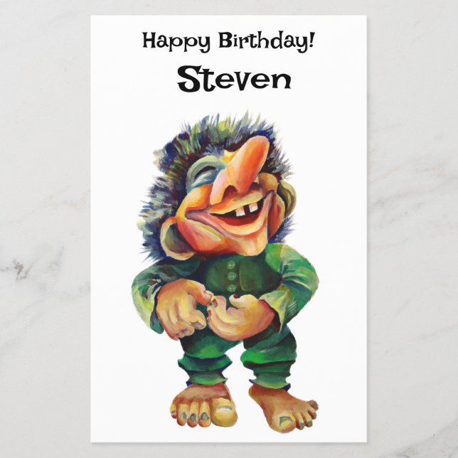 Skandinavisk flony Troll Illustration Vattenfärg Flygblad (Framsidan)