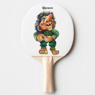 Skandinavisk flony Troll Illustration Vattenfärg Pingisracket