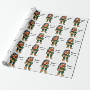 Skandinavisk flony Troll Illustration Vattenfärg Presentpapper
