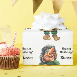 Skandinavisk flony Troll Illustration Vattenfärg Presentpapper