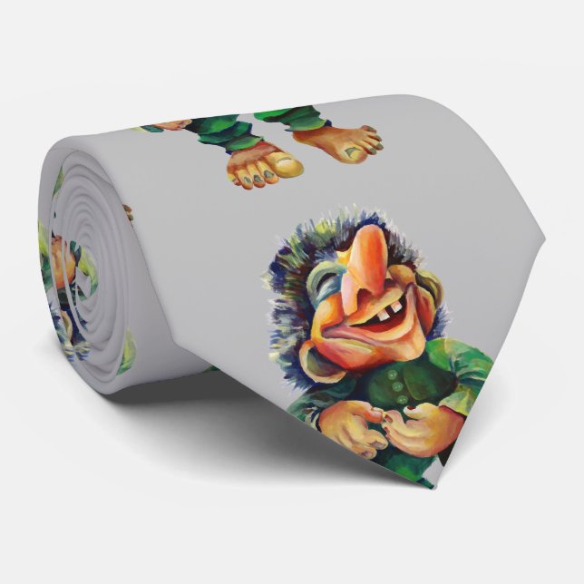 Skandinavisk flony Troll Illustration Vattenfärg Slips (Rullad)
