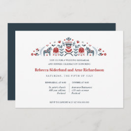 Skandinavisk folkart Dala Horse Rehearsal Middag Inbjudningar