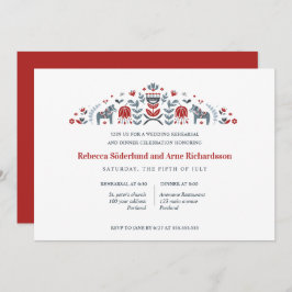 Skandinavisk folkart Dala Horse Rehearsal Middag Inbjudningar