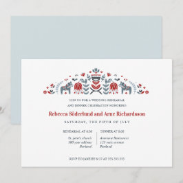 Skandinavisk folkart Dala Horse Rehearsal Middag Inbjudningar