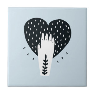 Skandinavisk folkart Heart och Hand Kakelplatta