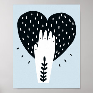 Skandinavisk folkart Heart och Hand Poster