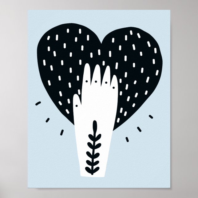Skandinavisk folkart Heart och Hand Poster (Framsidan)
