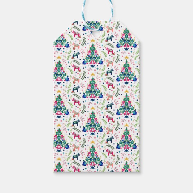 Skandinavisk folkart Julgran Gift Bag Presentetikett (Framsidan)