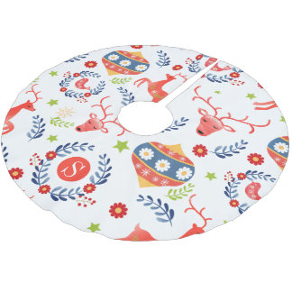 Skandinavisk folkart Monogram jul Julgransmatta Borstad Polyester